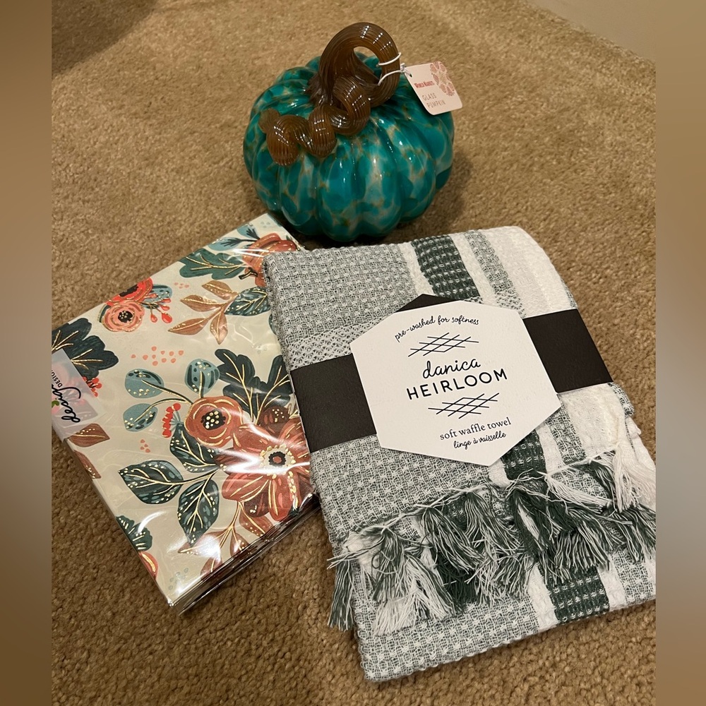 Decor glass pumpkin, napkin dishcloth! NEW🌹